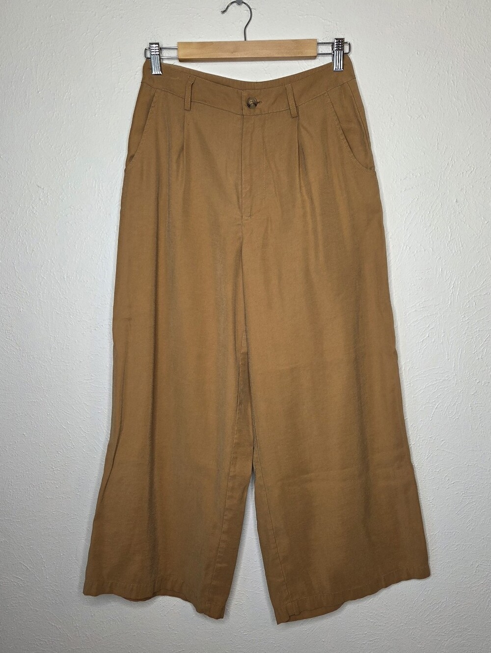 Francesca's Blue Rain Camel Wide Leg Cropped Pants Small Boho Minimalist